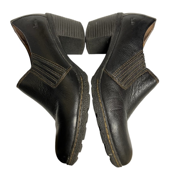 Bolo Black Leather Chunky Heel Booties Size 9 - Picture 4 of 9